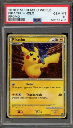 Pokemon Pikachu World Coll. Holo Promo PSA 10 Gem Mint - Image 1