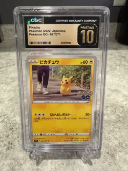 Pikachu 027/078 Pokemon GO Regular CGC PRISTINE 10 - Image 1