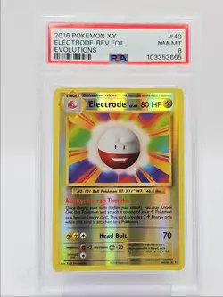 ELECTRODE 2016 POKEMON XY EVOLUTIONS REVERSE FOIL RARE 40/108 PSA 8 Q0004 - Image 1