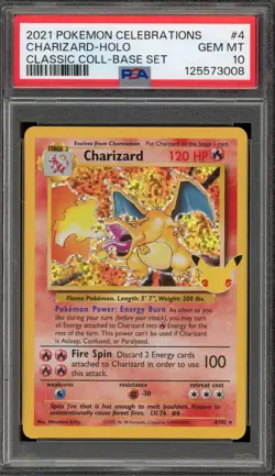 Pokemon Charizard Celebrations Classic Coll. Base Set Holo Rare #4 PSA 10 - Image 1