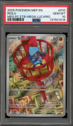 Pokemon Center Stamp Promo Riolu Mega Evolution Lucario ETB Promo #010 PSA 10 - Image 1