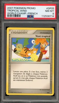 Pokemon Tropical Wind 2007 World Championships FRENCH Promo DP05 PSA 8 - Image 1