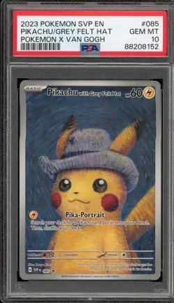 Pokemon Pikachu with Grey Felt Hat Van Gogh Full Art Promo SVP EN 085 PSA 10 - Image 1