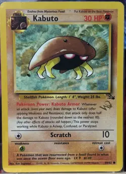 Pokemon - Kabuto Fossil 50/62 - Wizards of the Coast ‘W’ Stamped Promo - MP - Image 1