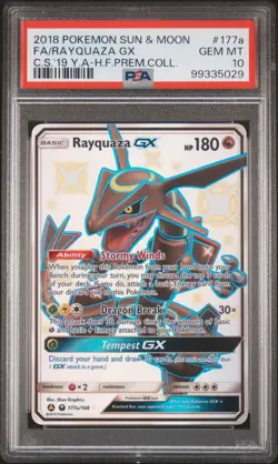 2018 Pokemon Celestial Storm Rayquaza Gx Full Art #177a GEM MT Sun & Moon PSA 10 - Image 1