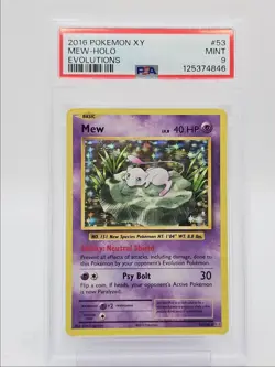 MEW 2016 POKEMON XY EVOLUTIONS HOLO RARE 53/108 PSA 9 Q0004 - Image 1