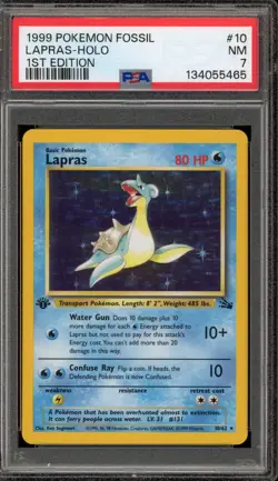 Pokemon Lapras Fossil 1st Edition Holo Rare #10 PSA 7 - Image 1