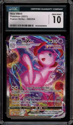 Pokemon Mew VMAX Fusion Strike Secret Rare Full Alt Art #269 CGC 10 Gem Mint - Image 1