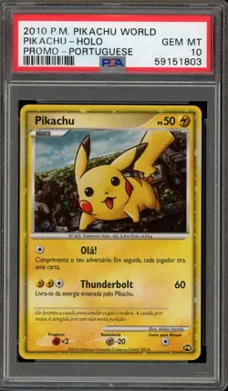 Pokemon Pikachu World Coll. PORTUGUESE Holo Promo PSA 10 Gem Mint - Image 1