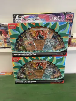 Factory Sealed X2 Pokemon TCG Masks of Ogerpon Premium Collection Box - Image 1