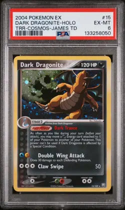 2004 POKEMON Team Rocket Returns #15 Dark Dragonite-HOLO ERROR PSA 6 (New Cert) - Image 1
