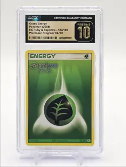 GRASS ENERGY 2004 POKEMON RUBY SAPPHIRE PROFESSOR PROGRAM STAMP CGC 10 - Image 1