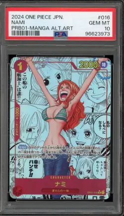 One Piece CCG Nami PRB01 Japanese Manga Alternate Art OP01-016 PSA 10 Gem Mint - Image 1