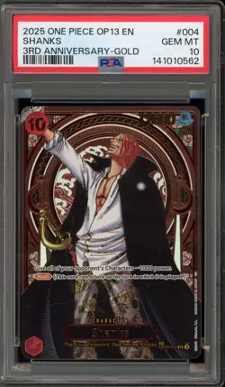 One Piece CCG Shanks 3rd Anniversary Gold OP09-004 PSA 10 Gem Mint - Image 1