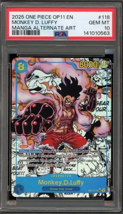 One Piece CCG Monkey.D.Luffy Manga Alternate Art OP11-118 PSA 10 Gem Mint - Image 1