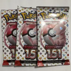 Pokemon TCG Scarlet & Violet 151 Booster Pack English 10 Cards Mew 3 Packs - Image 1