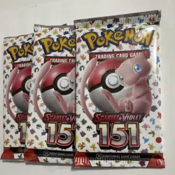 Pokemon TCG Scarlet & Violet 151 Booster Pack English 10 Cards Mew 3 Packs - Image 2