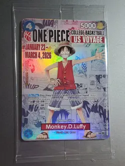 One Piece Card Game MONKEY D. LUFFY College Basketball Promo SEALED - MINT - Image 1