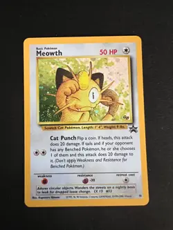 Pokemon TCG Meowth Black Star Promos WOTC Holo Card 10 - Image 1