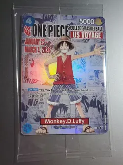 One Piece Card Game MONKEY D. LUFFY College Basketball Promo SEALED - MINT - Image 1