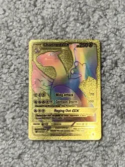 Charizard GX HP250 Wing Attack Rainbow Gold Foil Fan Art Card - Image 1