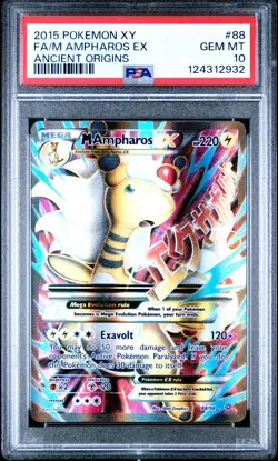 2015 Pokemon Ancient Origins M Ampharos Ex Full Art #88 GEM MT XY PSA 10 - Image 1