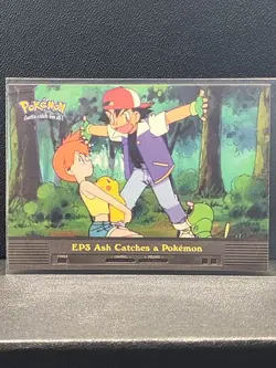 2000 Topps Pokemon TV Animation Edition Series 2 #EP3 Ash Catches a Pokemon - Image 1