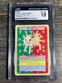 1997 Topsun Japanese Pokemon Blue Back Jolteon #135 CGC Pristine 10 - Image 1
