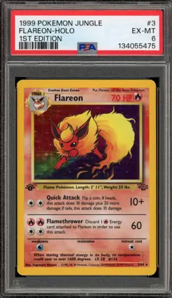 Pokemon Flareon Jungle 1st Edition Holo Rare #3 PSA 6 - Image 1