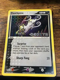 Pokemon Poochyena EX Deoxys 70/107 Reverse Holo Stamped 2005 TCG - Image 1