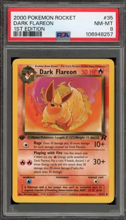 Pokemon Dark Flareon Team Rocket 1st Edition #35 PSA 8 - Image 1