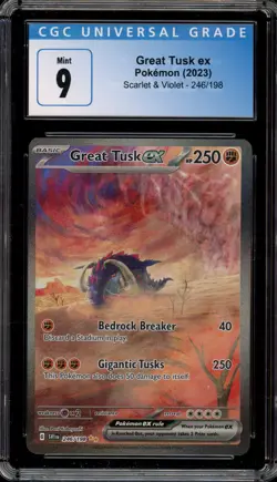Pokemon Great Tusk ex Scarlet & Violet Special Illustration Rare #246 CGC 9 Mint - Image 1