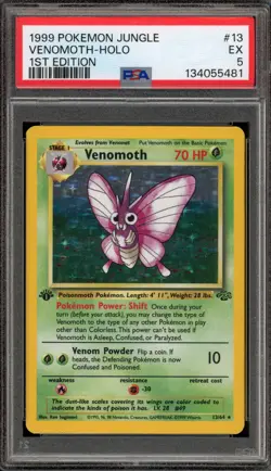 Pokemon Venomoth Jungle 1st Edition Holo Rare #13 PSA 5 - Image 1