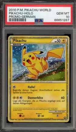 Pokemon Pikachu World Coll. GERMAN Holo Promo PSA 10 Gem Mint - Image 1