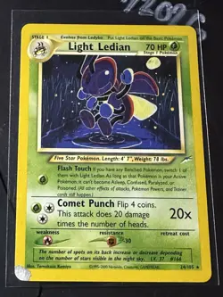 Light Ledian 24/105, 2002 Neo Destiny, Pokemon TCG, WotC, Rare, DMG - Image 1