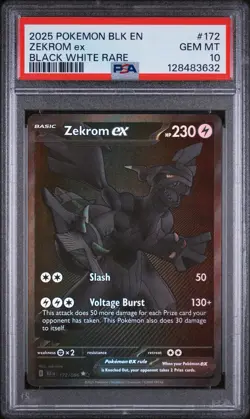 PSA 10 Zekrom ex #172 Black White Rare Pokemon Black Bolt English Gem - Image 1