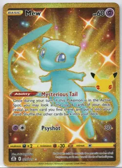 Pokemon TCG Celebrations Mew Gold Full Art Holo Card 25/25 Secret Rare - Image 1