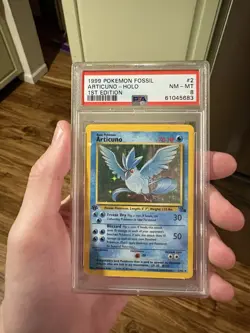 1st Edition 1999 Pokemon Articuno Holo PSA8 Fossil Card 2/62 - Image 1