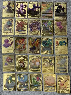 Set of 105 Charizard,Charmander,Pikachu,Mewtwo,More Gold Foil Fan Art Card MP-LP - Image 2