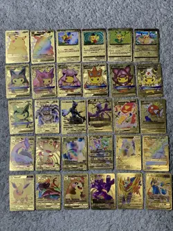Set of 105 Charizard,Charmander,Pikachu,Mewtwo,More Gold Foil Fan Art Card MP-LP - Image 3