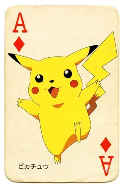 1998 Vintage Pikachu Ace of Diamonds Pokemon Televi-kun Poker Playing Card - Image 2