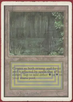 Magic The Gathering Unlimited 2ED Bayou Dual Land Damaged Sleeve Playable - Image 1