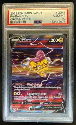 2023 Pokemon SWSH Crown Zenith Raikou V Galarian Gallery #GG41/GG70 PSA 10 - Image 1