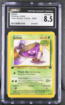 CGC NM/Mint+ 8.5 Pokemon Grimer 57/82 2000 Team Rocket 1st Edition - Image 1