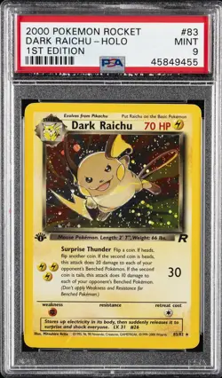 2000 POKEMON ROCKET 1ST ED #83 DARK RAICHU-HOLO PSA 9 - Image 1