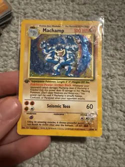 1999 Pokemon TCG Machamp Holo Rare Base Set, 8/102, First Edition - Image 1