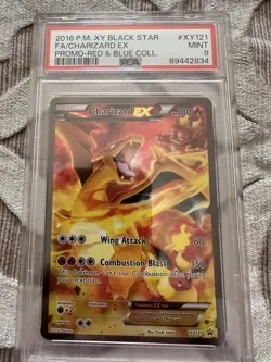 2016 POKEMON XY BLACK STAR PROMO RED & BLUE COLL FA/CHARIZARD EX #121 PSA 9 MINT - Image 1
