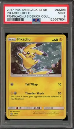 Pokemon Pikachu Sidekick Coll. Black Star Holo Promo SM98 PSA 9 Mint - Image 1