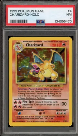 Pokemon Charizard Base Set Unlimited Holo Rare #4 PSA 7 - Image 1