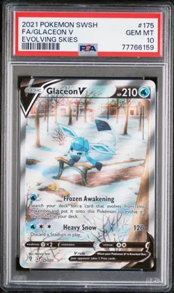 2021 Pokemon SWSH Evolving Skies Glaceon V #175/203 PSA 10 - Image 1